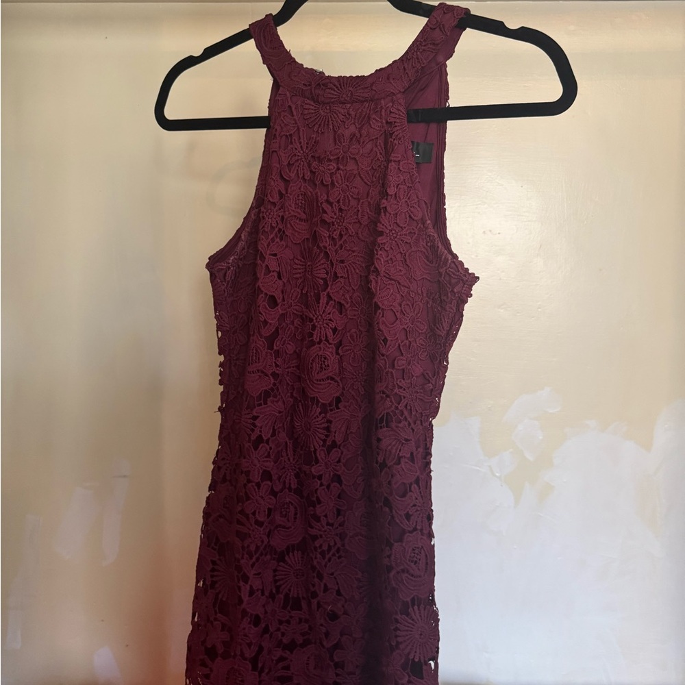 Lulus Maroon Backless Lace Dress